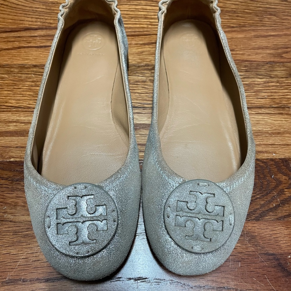 Tory Burch Minnie Metallic Sand (Gold) flats size 9.5 EUC